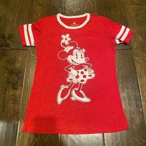 Women's Walt Disney World Red & White Mickey Jersey Style T-Shirt, Size S